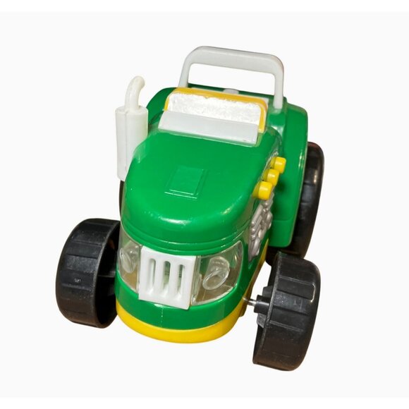 Green and Yellow Plastic Toy Tractor With Working Lights and Sound - Picture 2 of 10